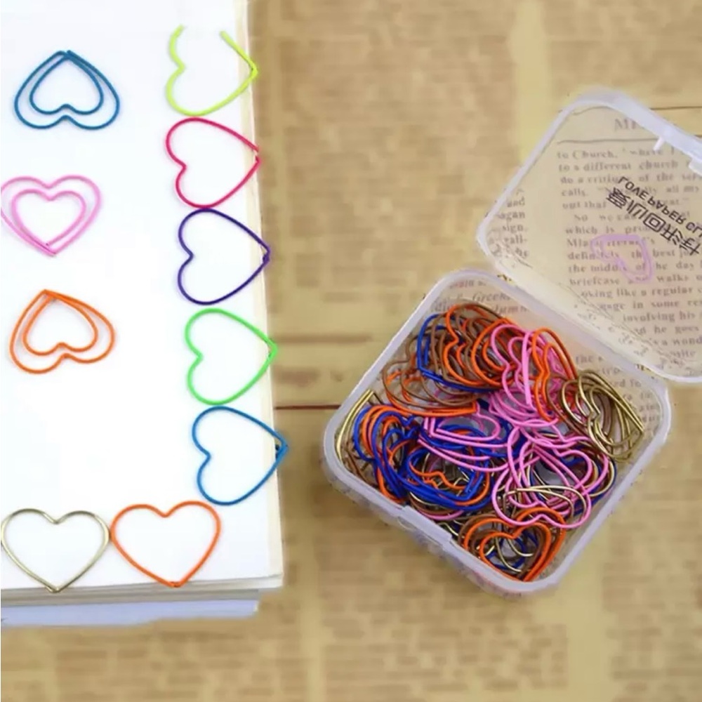Colorful Heart-Shaped Paper Clips Set of 50 Love Valentines Crafts - Picture 4 of 6